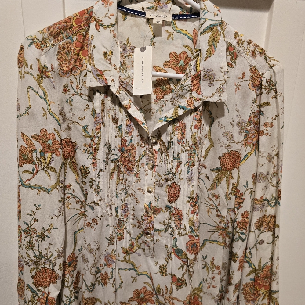 Anthropologie Pilcro Floral Button-Up Blouse